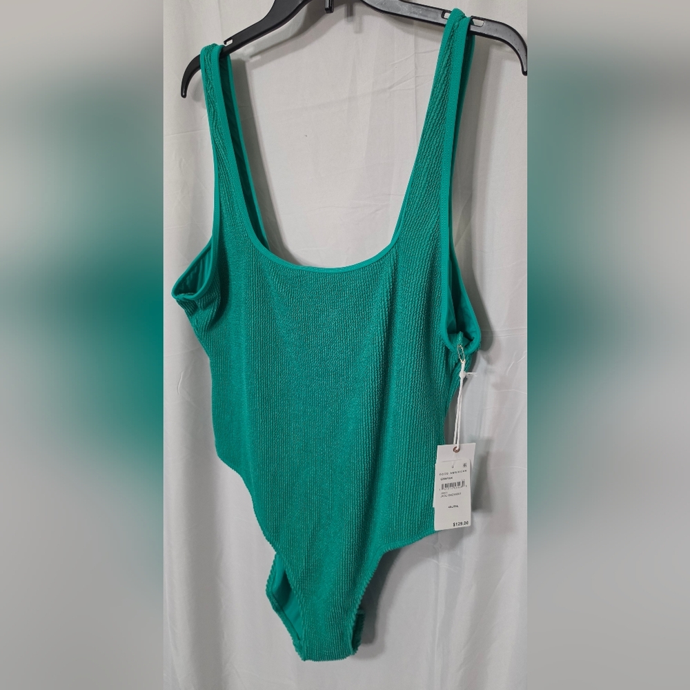 Good American Teal Textured Tank Top